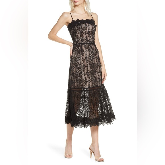 BB Dakota Novelty Black Lace Midi Dress - Picture 5 of 15